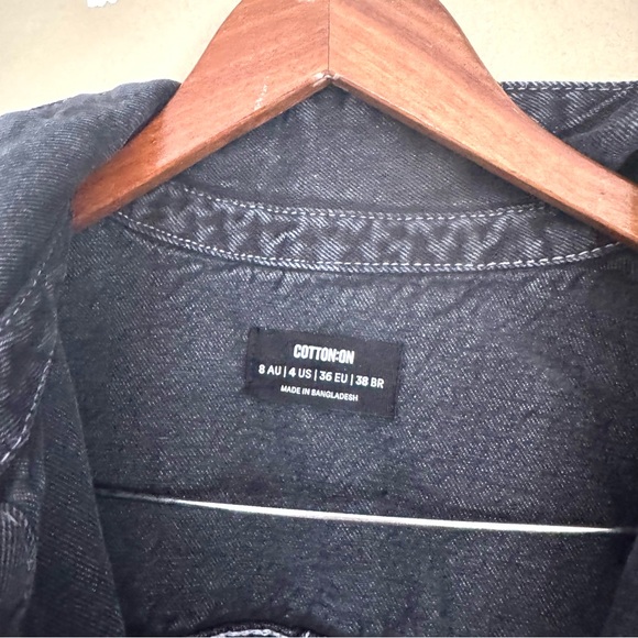 Cotton On Denim Short Sleeve Button Front Playsuit Black Size 4 - Picture 3 of 6